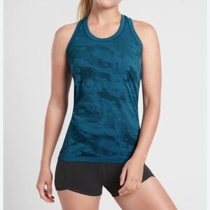 Athleta Teal Blue Camo Racerback Tank Top